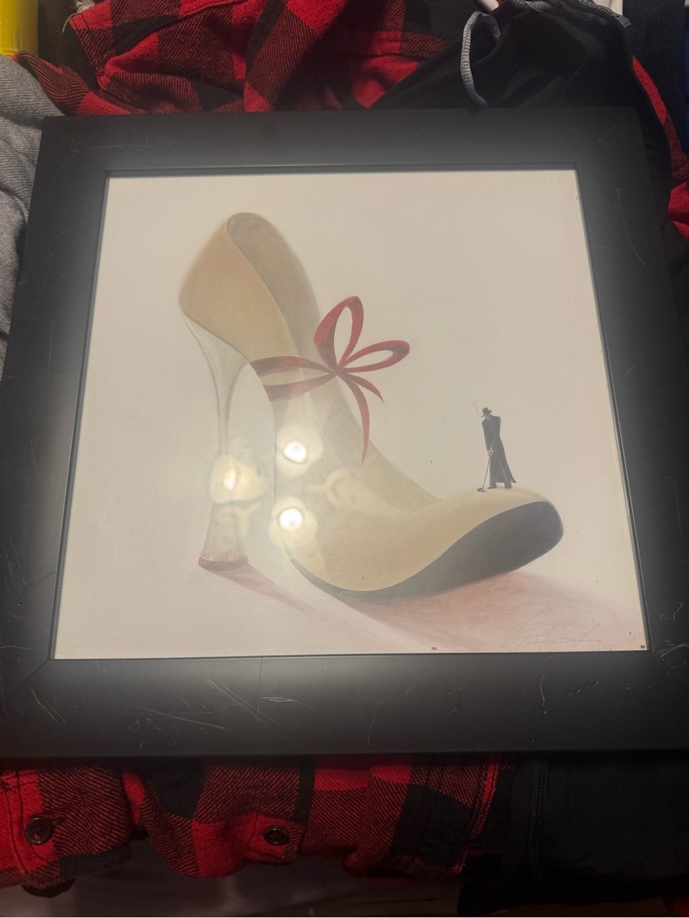 Framed Surrealist High Heel Shoe Art Print - Whimsical Golf Fashion Wall Decor - Picture 3 of 3